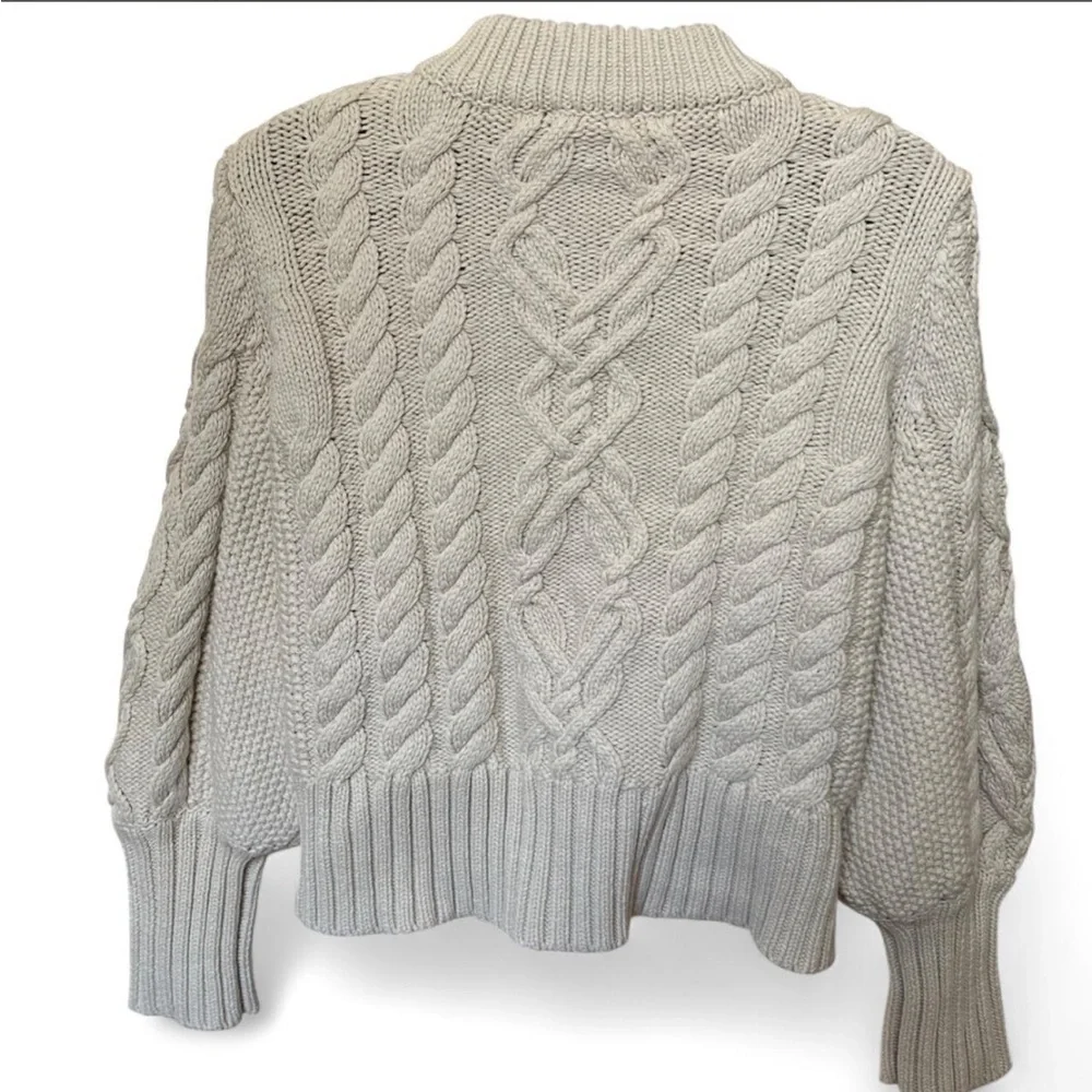 Tuckernuck Ivory Cotton Colette Top Cable Knot Sweater size Small - Picture 2 of 5